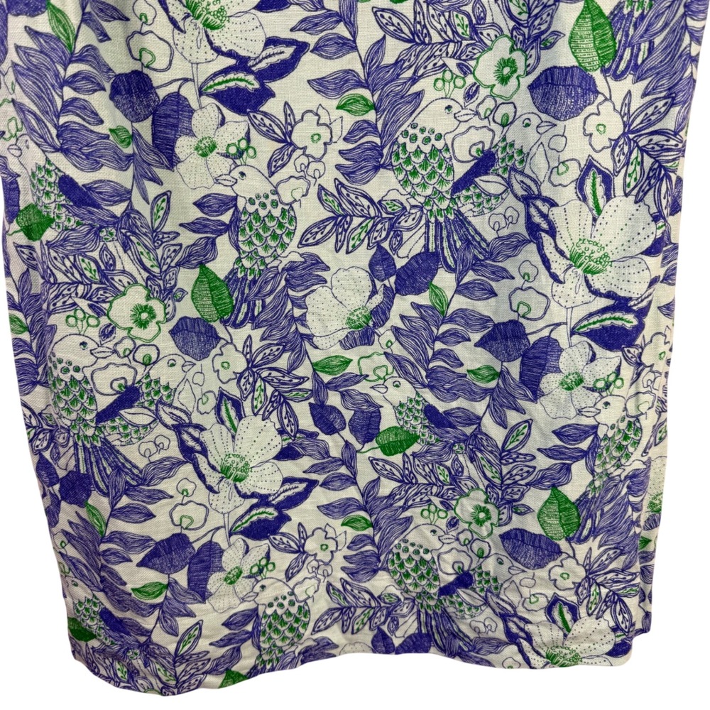 Vineyard Vines Linen Cotton Shift Dress Floral Tunic Dress 12 Preppy Coastal - Picture 4 of 16
